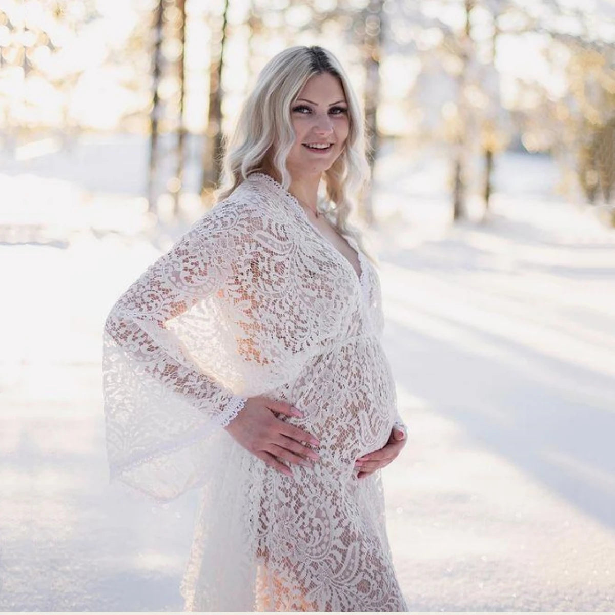 Boho Lace Maternity Photoshoot Gown