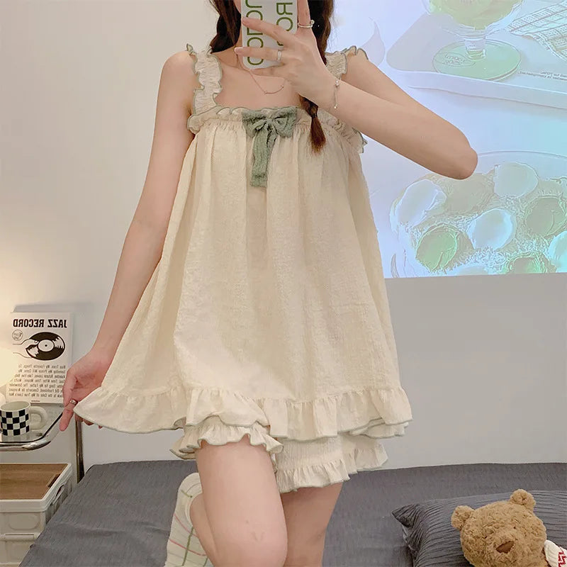 Bow-Trim Cami & Shorts Pajama Set