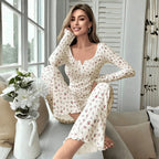 Floral Lettuce-Trim Pajama Set