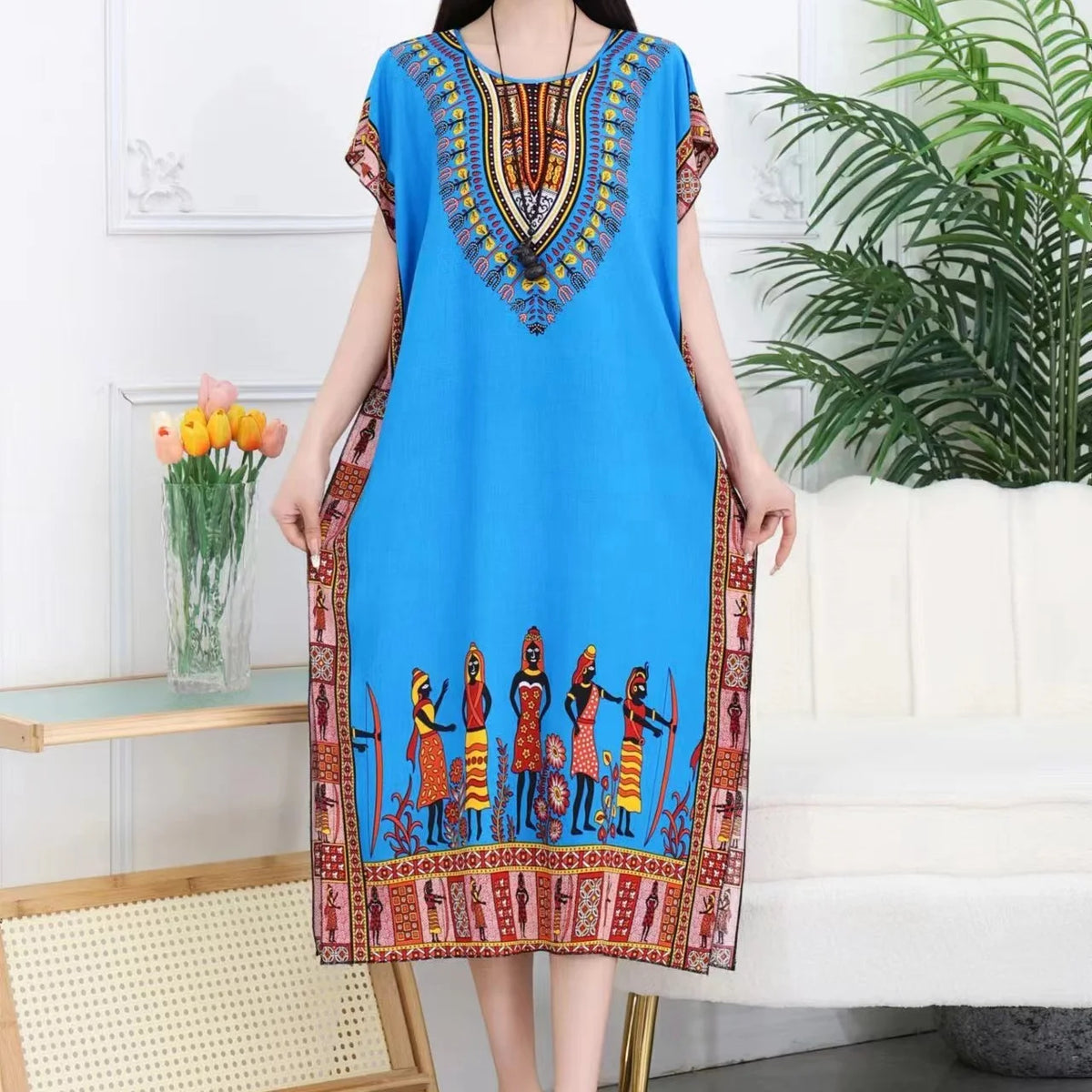 Sky Blue Border Print