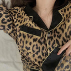 Leopard Print Long-Sleeve Pajama Set – pajamas for women
