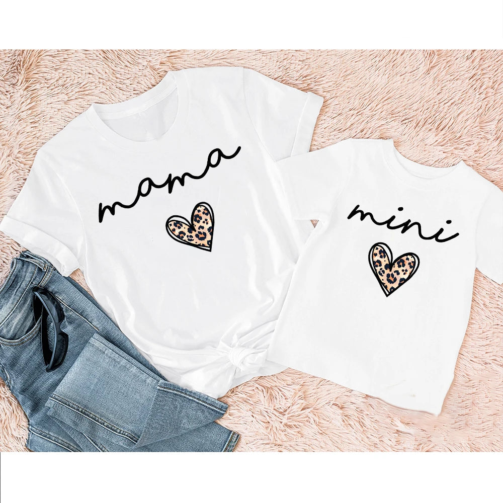 Mama & Mini Leopard Heart Tees