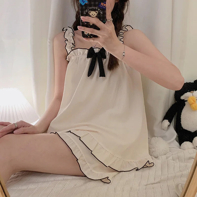 Bow-Trim Cami & Shorts Pajama Set