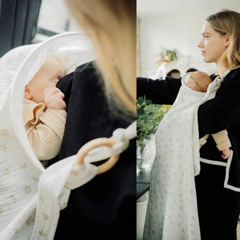 Breathable Muslin Nursing Cover with Arched Neckline