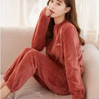 Coral Velvet Maternity Pajama Set