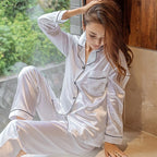 Satin Button-Front Pajama Set, view 2