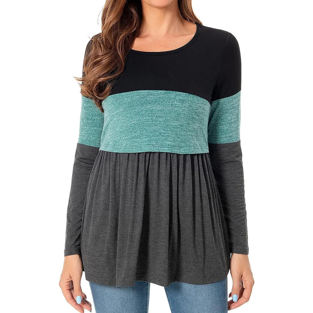 Patchwork Long-Sleeve Nursing Top