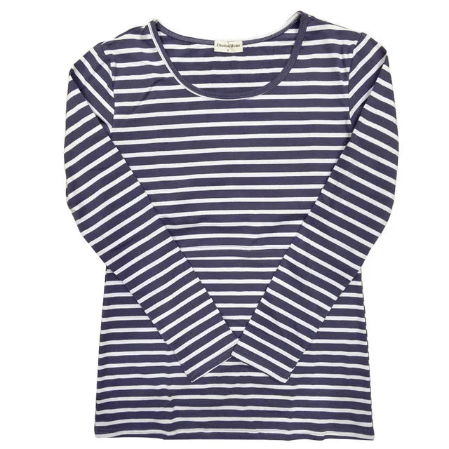 Striped Long-Sleeve Nursing Tee – postpartum top