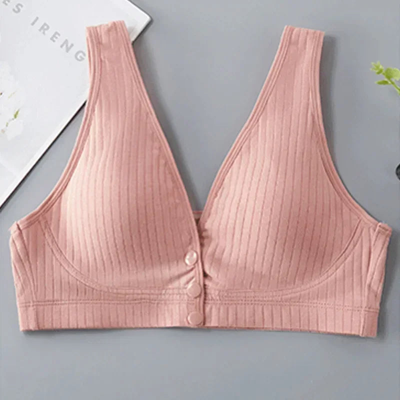 Ribbed Cotton Front-Zip Nursing Bra