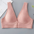 Ribbed Cotton Front-Zip Nursing Bra
