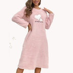 Heart Print Fuzzy Fleece Nightgown