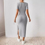 Ribbed Square-Neck Maternity Midi Dress, view 2