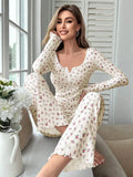 Floral Lettuce-Trim Pajama Set
