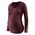V-Neck Maternity Nursing Hoodie in Wine Red – breastfeeding hoodie