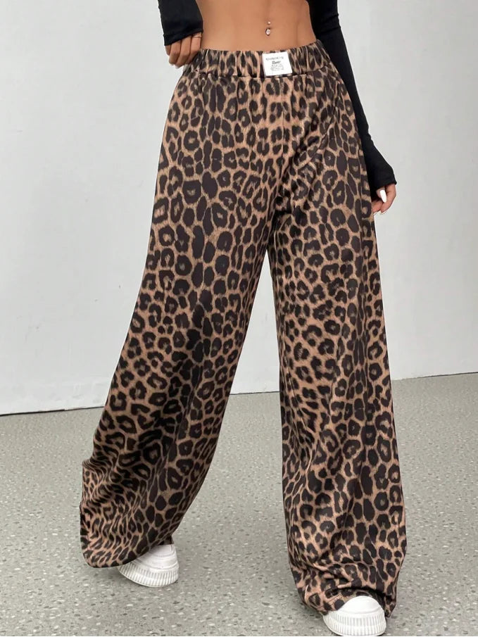 Leopard Print Wide-Leg Lounge Pants
