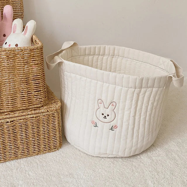 Quilted Bear Embroidered Nursery Caddy Basket