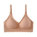 Seamless Jelly One-Hand Nursing Bra in Light Coffee – wireless maternity bra