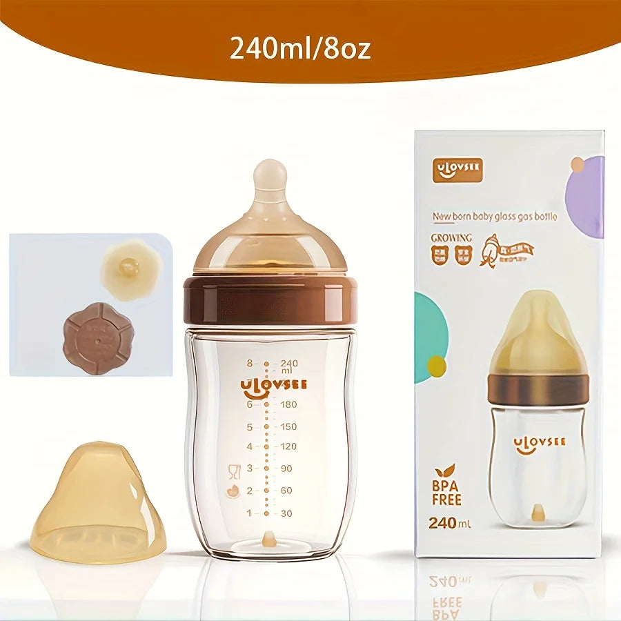 Wide-Neck Borosilicate Glass Baby Bottle 4oz/8oz