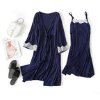 Maternity Nursing Nightgown & Robe Set in Blue – hospital bag essentials