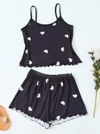 Heart Print Cami & Shorts Pajama Set – women's sleepwear