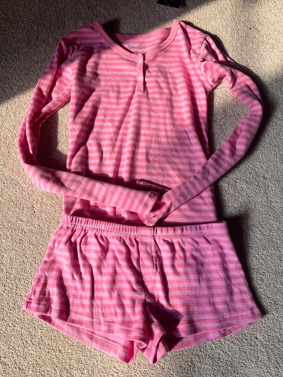 Striped Tee & Shorts Lounge Set