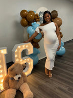 Asymmetric Tie-Neck Bodycon Maternity Evening Dress