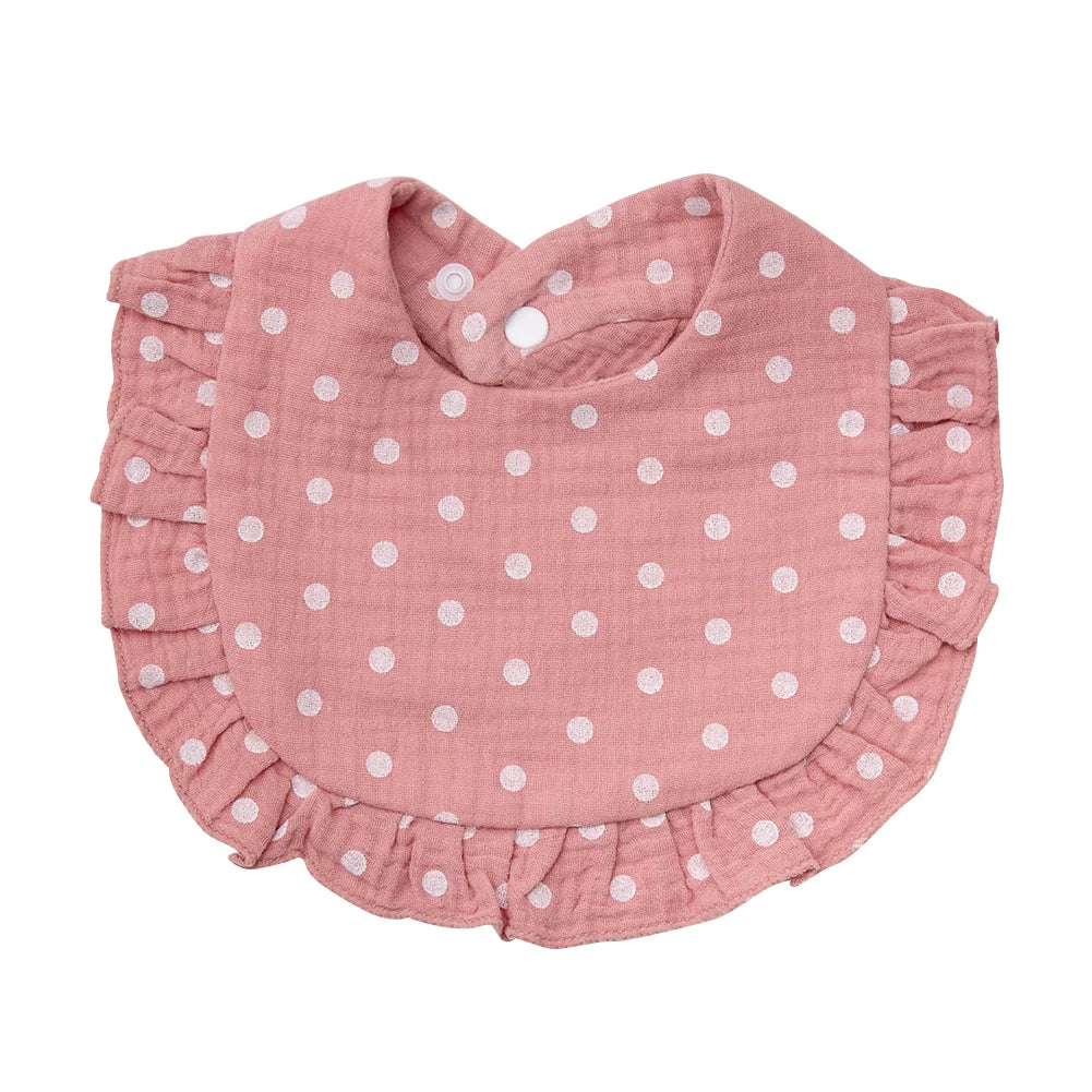 Ruffle Muslin Flower Bib