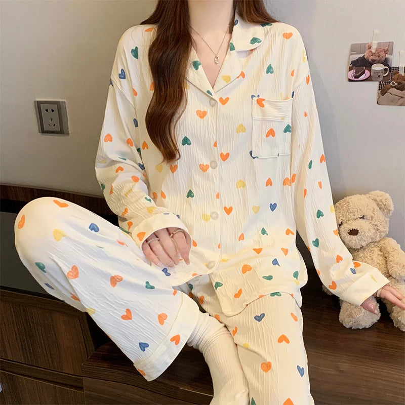 Bow-Tie Long-Sleeve Pajama Set