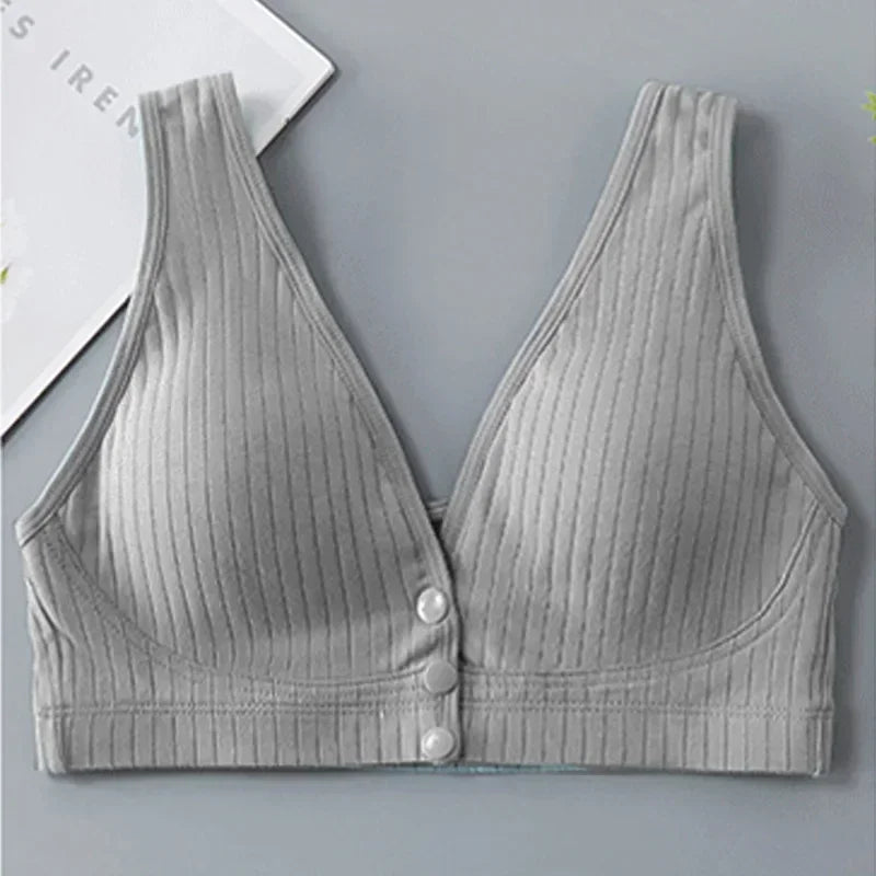 Ribbed Cotton Front-Zip Nursing Bra