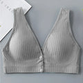 Ribbed Cotton Front-Zip Nursing Bra
