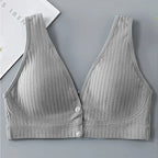 Ribbed Cotton Front-Zip Nursing Bra