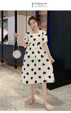 Polka Dot Short-Sleeve Maternity Dress – maternity clothes