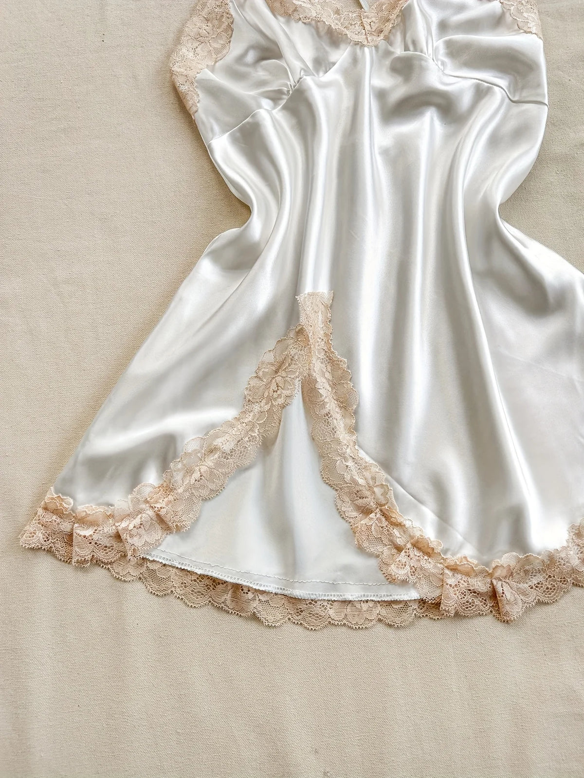 Satin Lace-Trim Chemise