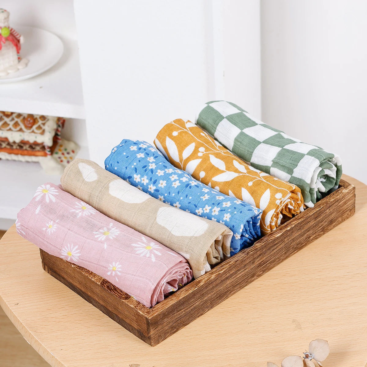5pc Muslin Burp Cloth Set