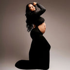 Turtleneck Cut-Out Bump Maternity Photoshoot Gown