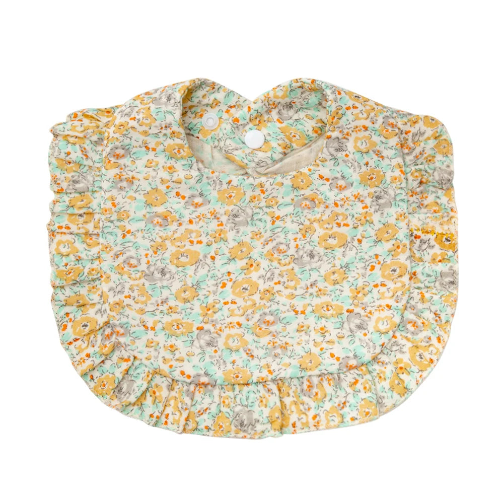 Ruffle Muslin Flower Bib