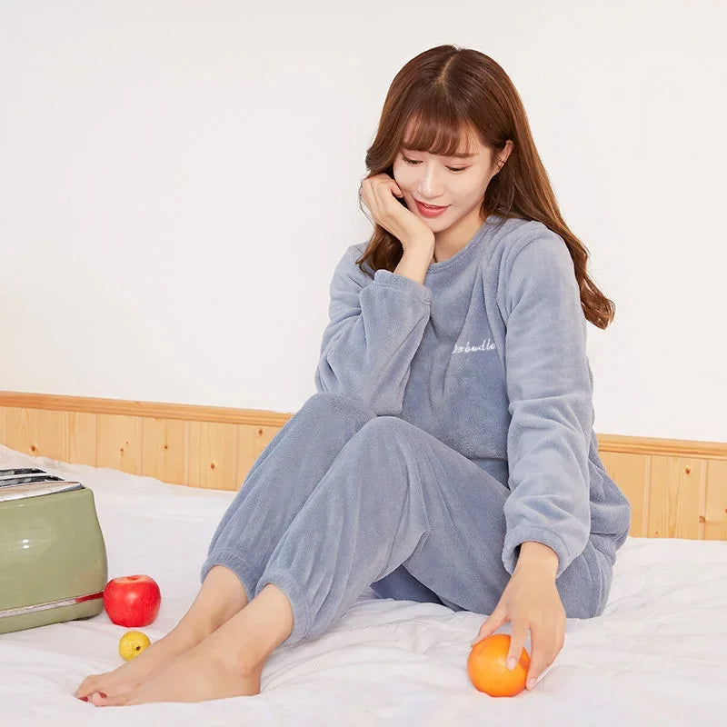 Coral Velvet Maternity Pajama Set