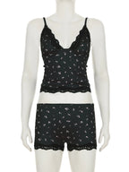 Lace Cami Heart Shorts Set – cami pajama set