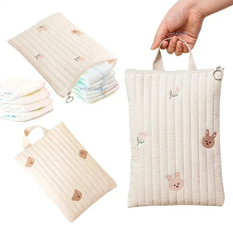 Quilted Bear Nappy Pouch