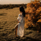 White Lace Maternity Photoshoot Maxi Dress