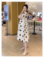 Polka Dot Short-Sleeve Maternity Dress – maternity clothes