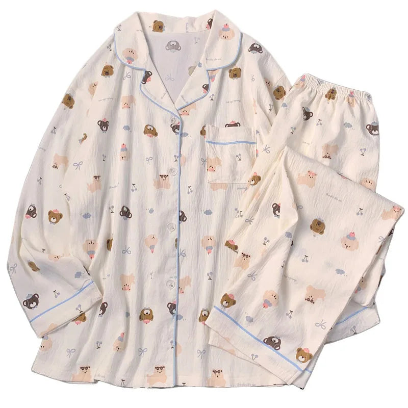 Cartoon Bear Maternity Nursing Pajama Set