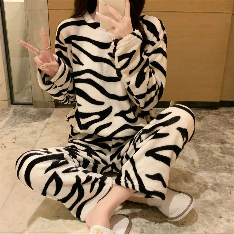 Zebra Plush Fleece Pajama Set, view 4