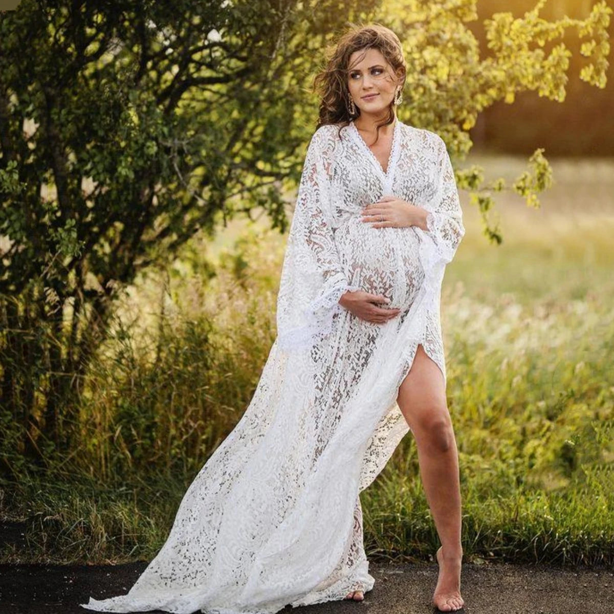 Boho Lace Maternity Photoshoot Gown