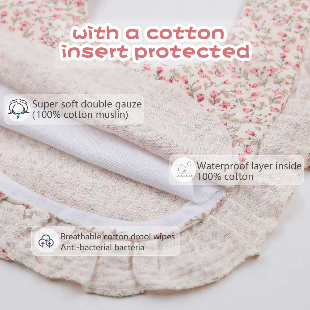 Ruffle Muslin Flower Bib