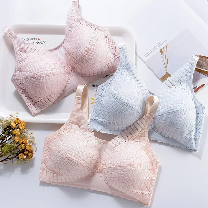 Jacquard Lace Front-Button Nursing Bra