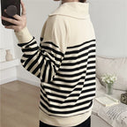 Striped Collared Long-Sleeve Nursing Top – breastfeeding top