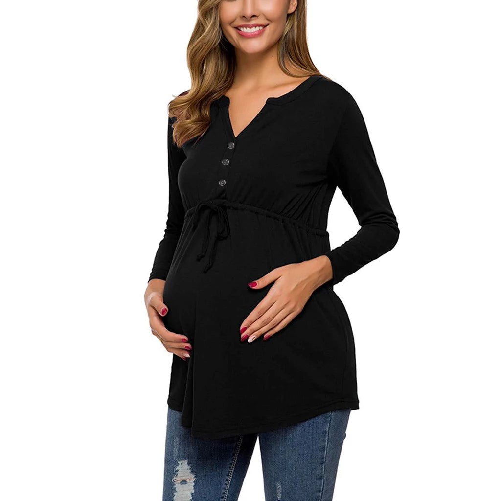 Tie-Waist Long-Sleeve Nursing Top