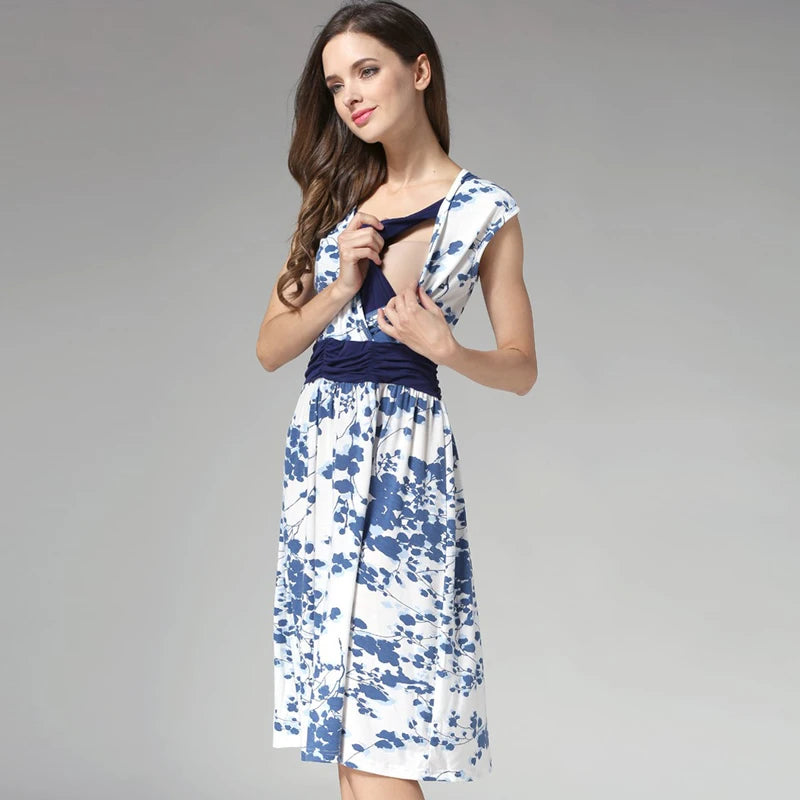 Floral Sleeveless Layered Nursing Dress