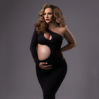 One-Shoulder Cut-Out Maternity Photoshoot Gown – baby shower dress